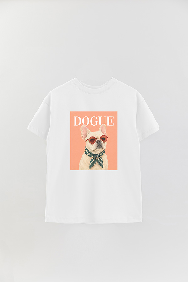 REMERA OVER ESTAMPADA DOGUE FRENCH BULLDOG CAFE STAR