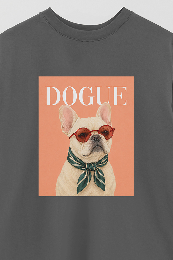 REMERA OVER ESTAMPADA DOGUE FRENCH BULLDOG CAFE STAR