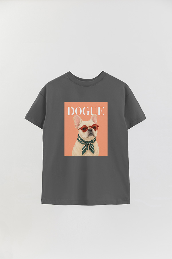 REMERA OVER ESTAMPADA DOGUE FRENCH BULLDOG CAFE STAR