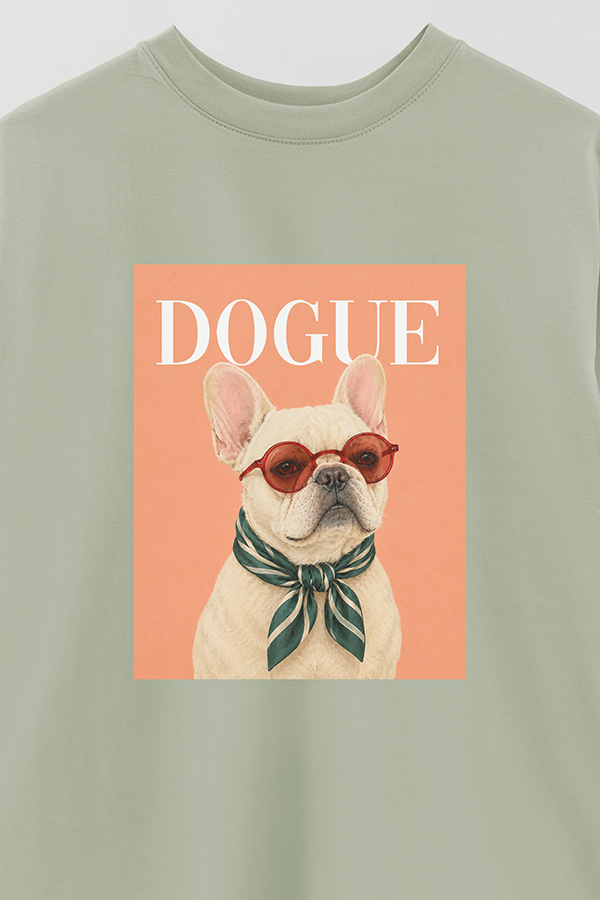 REMERA OVER ESTAMPADA DOGUE FRENCH BULLDOG CAFE STAR