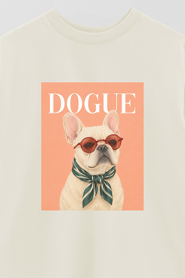 REMERA OVER ESTAMPADA DOGUE FRENCH BULLDOG CAFE STAR
