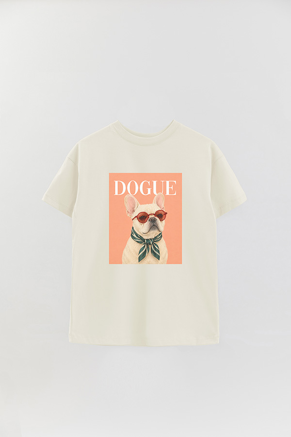 REMERA OVER ESTAMPADA DOGUE FRENCH BULLDOG CAFE STAR