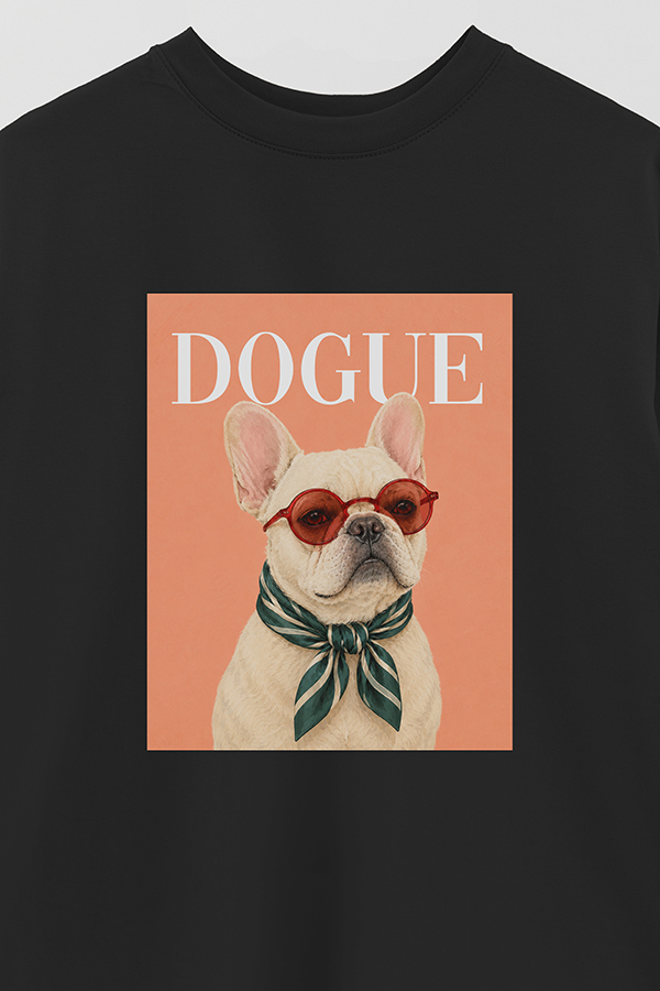 REMERA OVER ESTAMPADA DOGUE FRENCH BULLDOG CAFE STAR