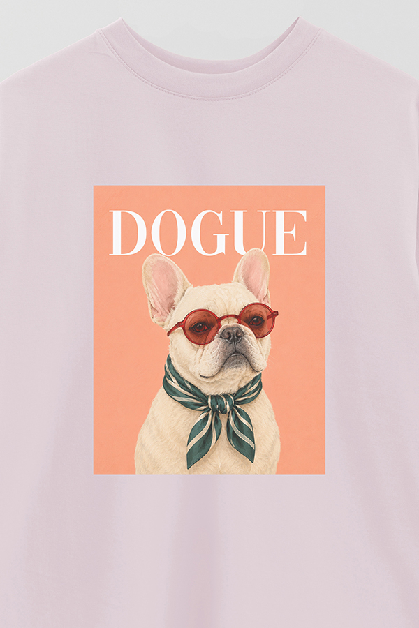 REMERA OVER ESTAMPADA DOGUE FRENCH BULLDOG CAFE STAR