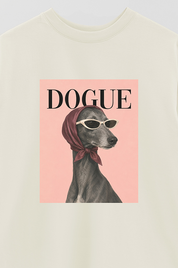 REMERA OVER ESTAMPADA DOGUE ELEGANT GREYHOUND MUSE