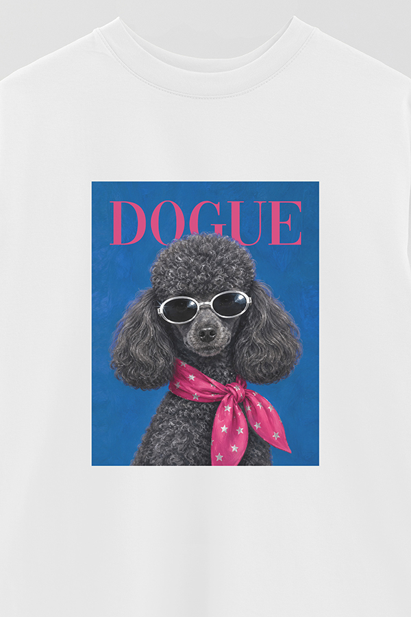 REMERA OVER ESTAMPADA DOGUE DISCO POODLE