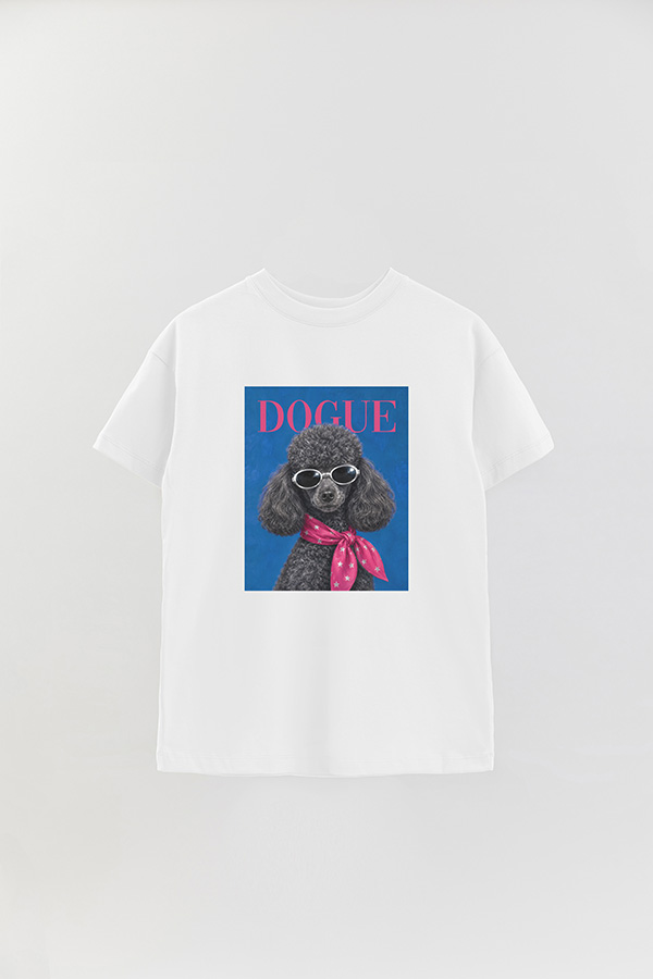 REMERA OVER ESTAMPADA DOGUE DISCO POODLE