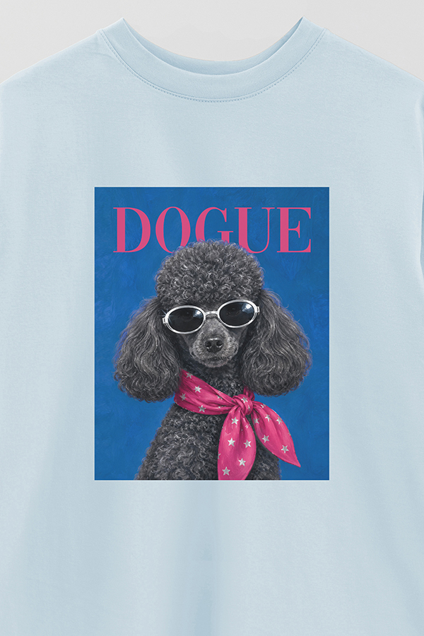 REMERA OVER ESTAMPADA DOGUE DISCO POODLE