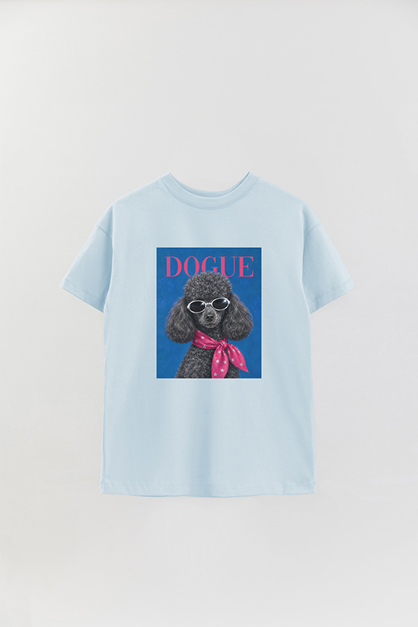 REMERA OVER ESTAMPADA DOGUE DISCO POODLE