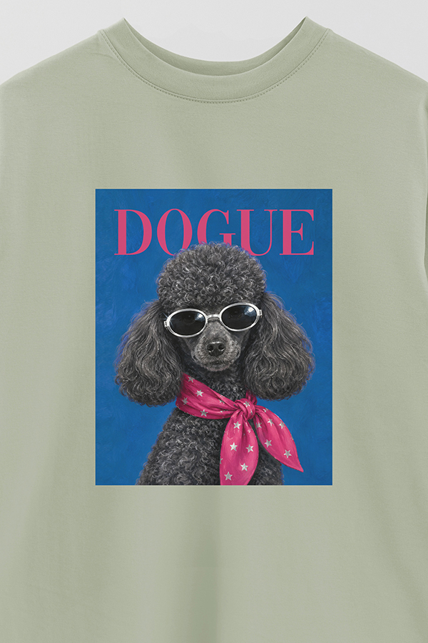 REMERA OVER ESTAMPADA DOGUE DISCO POODLE