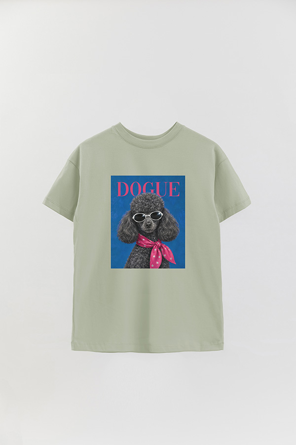 REMERA OVER ESTAMPADA DOGUE DISCO POODLE