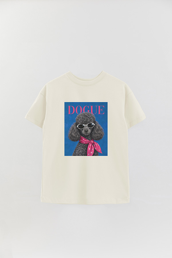 REMERA OVER ESTAMPADA DOGUE DISCO POODLE