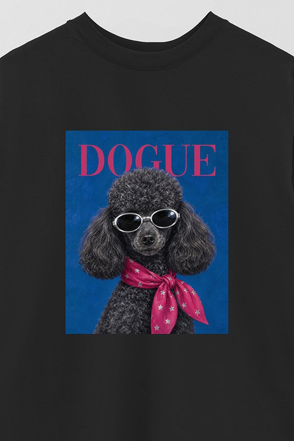 REMERA OVER ESTAMPADA DOGUE DISCO POODLE