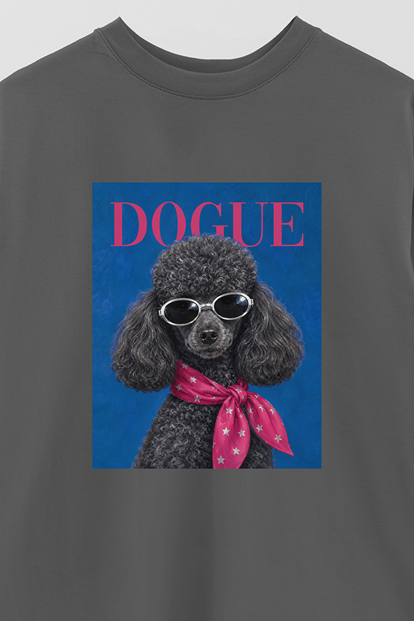 REMERA OVER ESTAMPADA DOGUE DISCO POODLE
