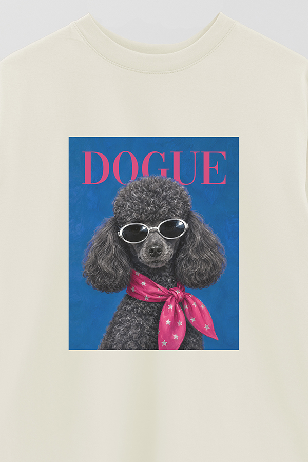 REMERA OVER ESTAMPADA DOGUE DISCO POODLE