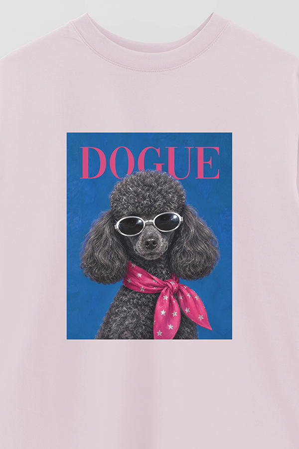 REMERA OVER ESTAMPADA DOGUE DISCO POODLE