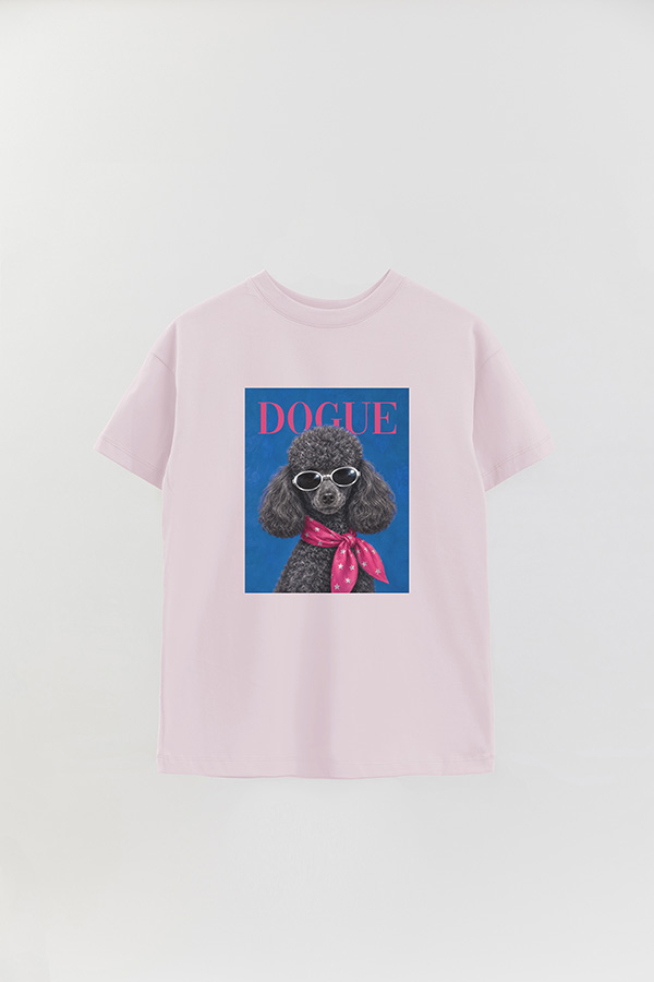 REMERA OVER ESTAMPADA DOGUE DISCO POODLE