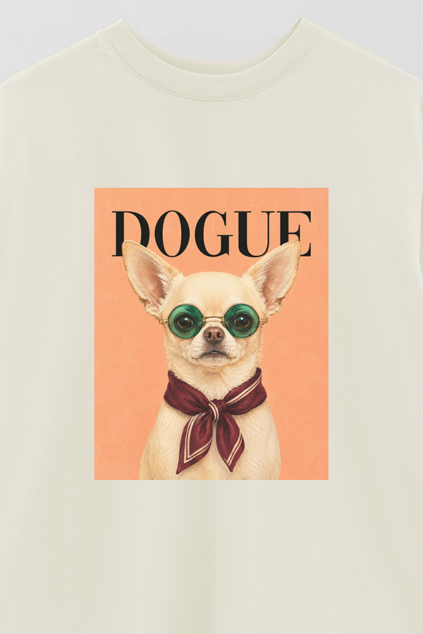 REMERA OVER ESTAMPADA DOGUE CAFE CHIHUAHUA
