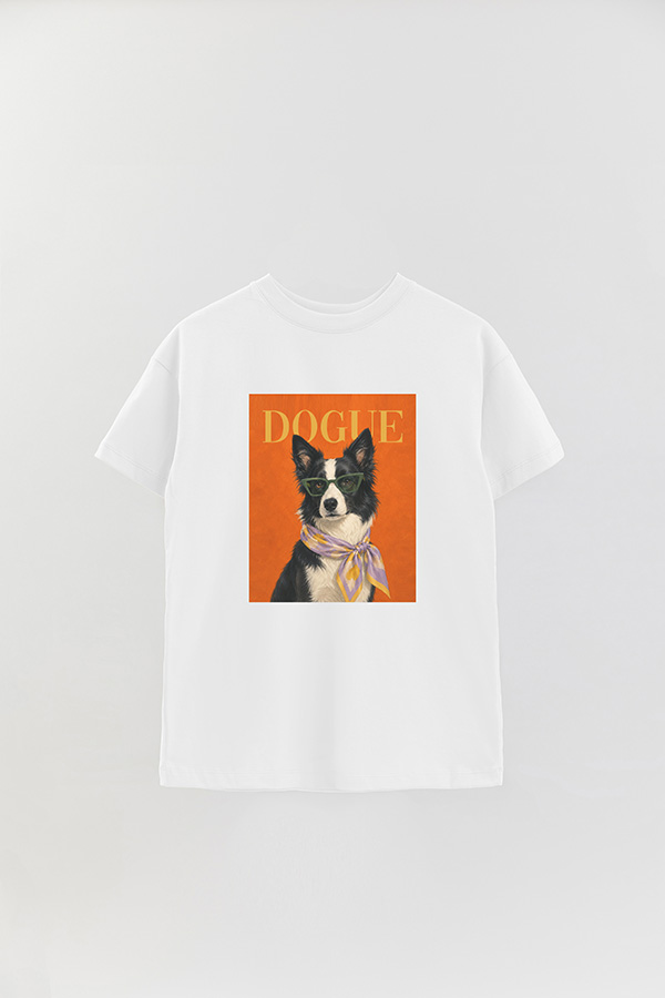 REMERA OVER ESTAMPADA DOGUE BORDER COLLIE ART DIRECTOR