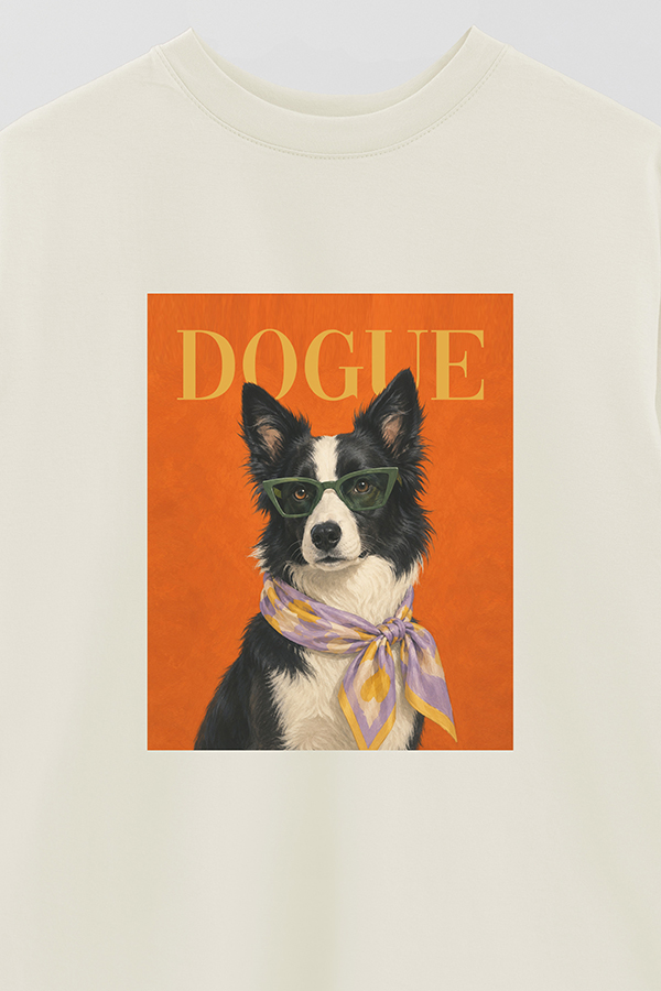 REMERA OVER ESTAMPADA DOGUE BORDER COLLIE ART DIRECTOR