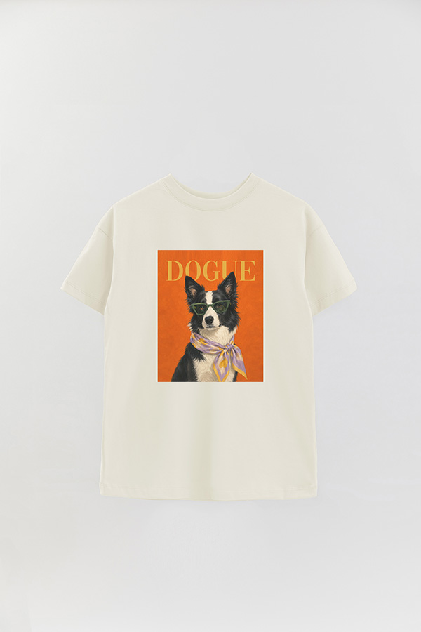 REMERA OVER ESTAMPADA DOGUE BORDER COLLIE ART DIRECTOR