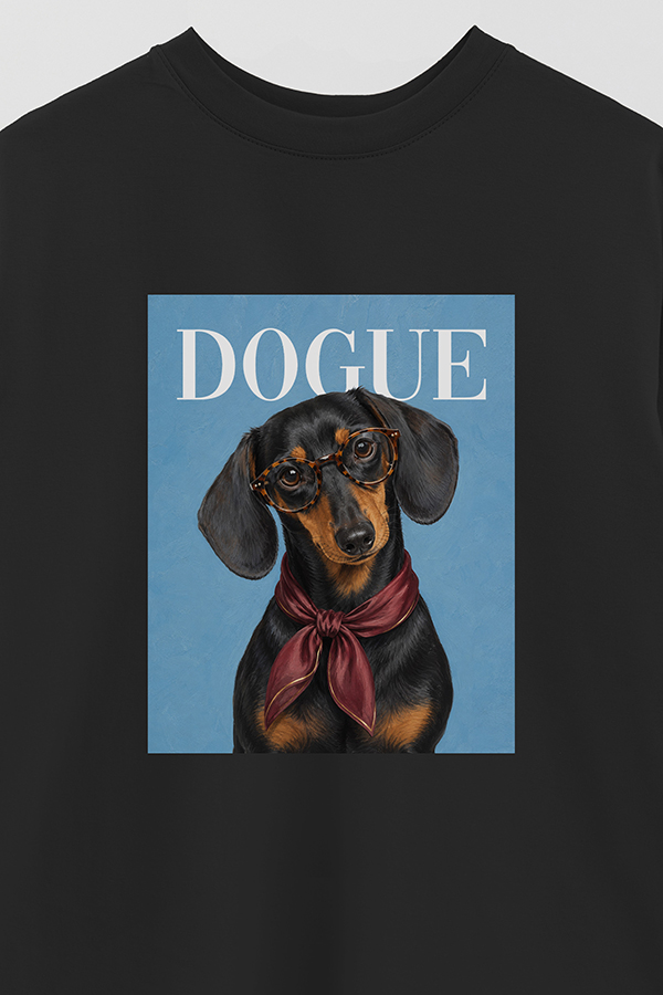 REMERA OVER ESTAMPADA DOGUE BOOKISH DACHSHUND