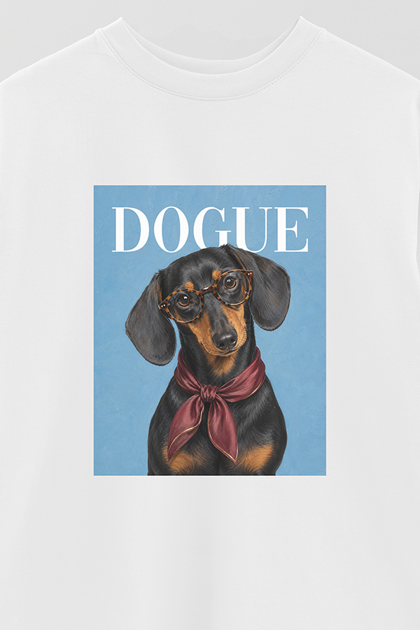REMERA OVER ESTAMPADA DOGUE BOOKISH DACHSHUND