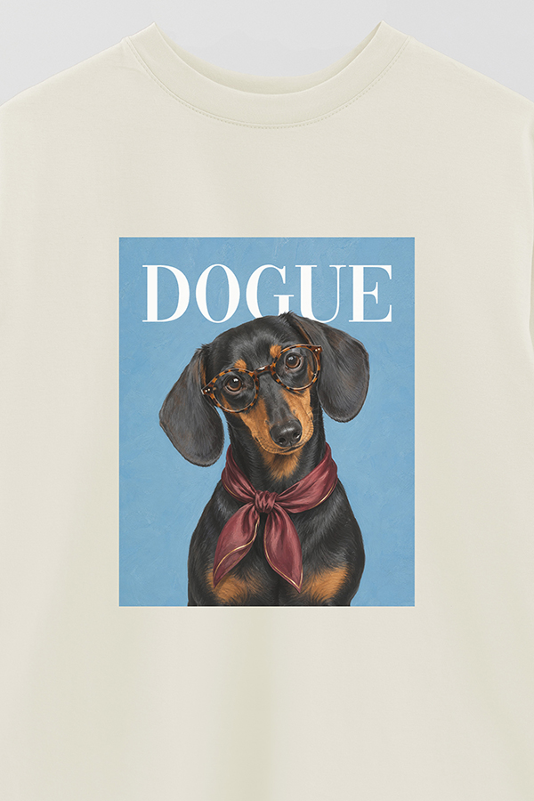 REMERA OVER ESTAMPADA DOGUE BOOKISH DACHSHUND