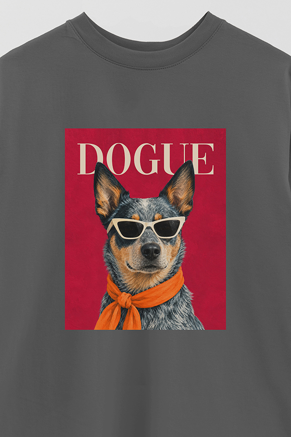 REMERA OVER ESTAMPADA DOGUE BLUE HEELER POP PORTRAIT