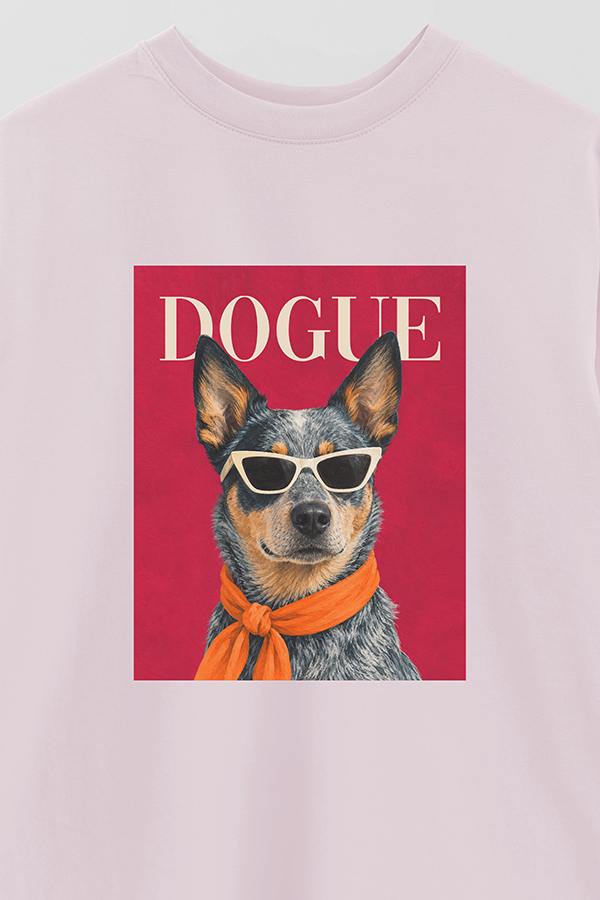 REMERA OVER ESTAMPADA DOGUE BLUE HEELER POP PORTRAIT