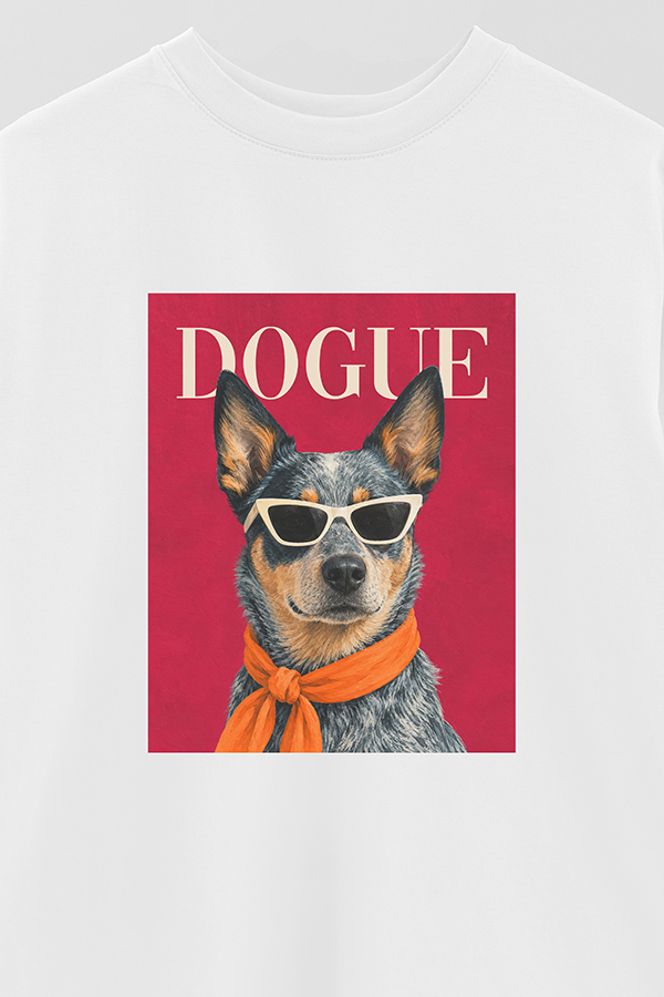 REMERA OVER ESTAMPADA DOGUE BLUE HEELER POP PORTRAIT