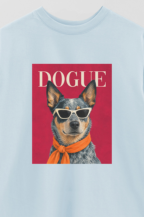 REMERA OVER ESTAMPADA DOGUE BLUE HEELER POP PORTRAIT