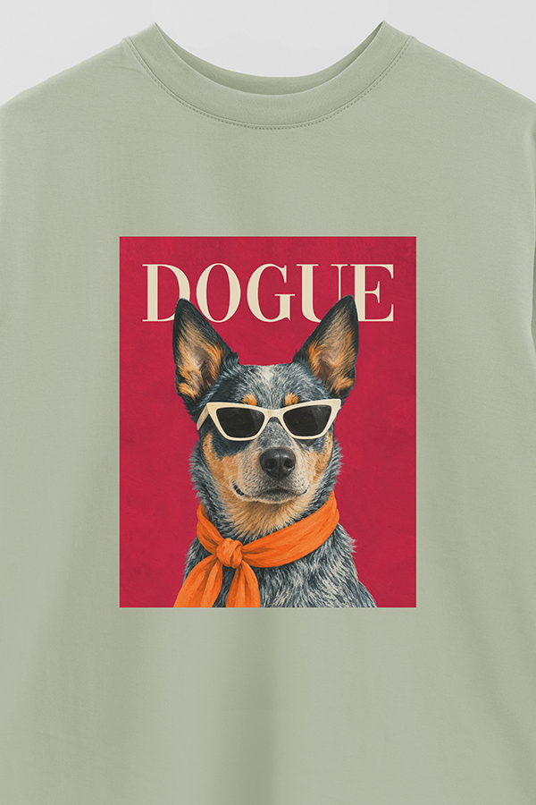 REMERA OVER ESTAMPADA DOGUE BLUE HEELER POP PORTRAIT