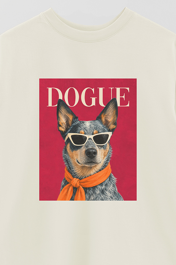 REMERA OVER ESTAMPADA DOGUE BLUE HEELER POP PORTRAIT