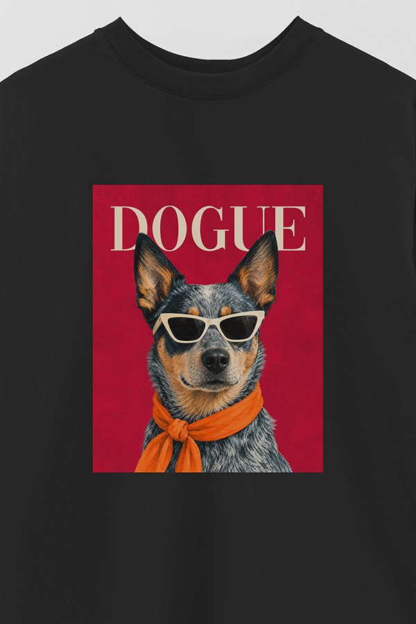 REMERA OVER ESTAMPADA DOGUE BLUE HEELER POP PORTRAIT