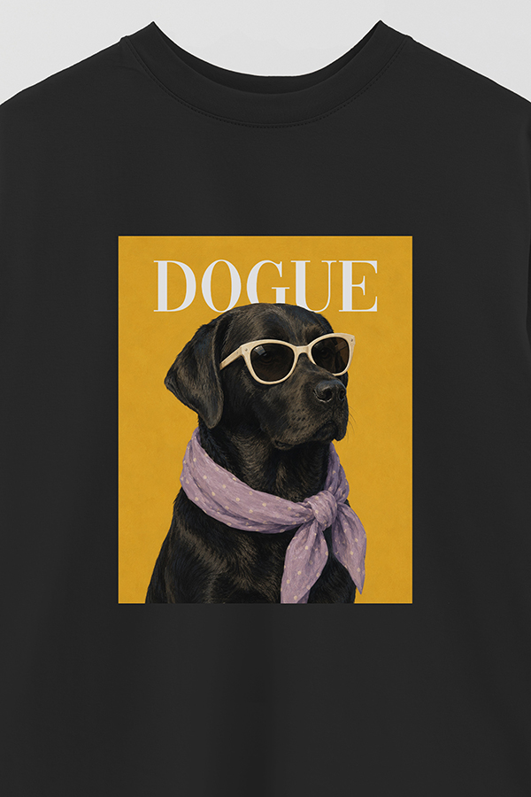 REMERA OVER ESTAMPADA DOGUE BLACK LABRADOR POP PORTRAIT