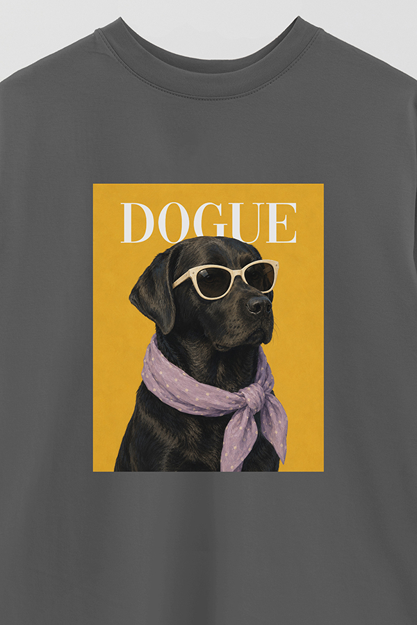 REMERA OVER ESTAMPADA DOGUE BLACK LABRADOR POP PORTRAIT