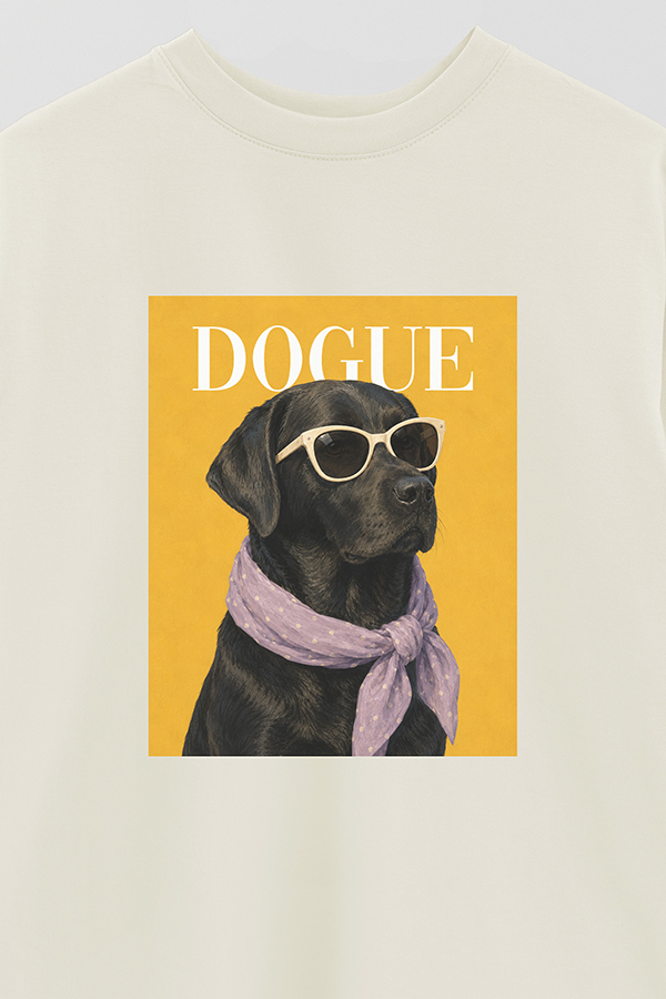 REMERA OVER ESTAMPADA DOGUE BLACK LABRADOR POP PORTRAIT