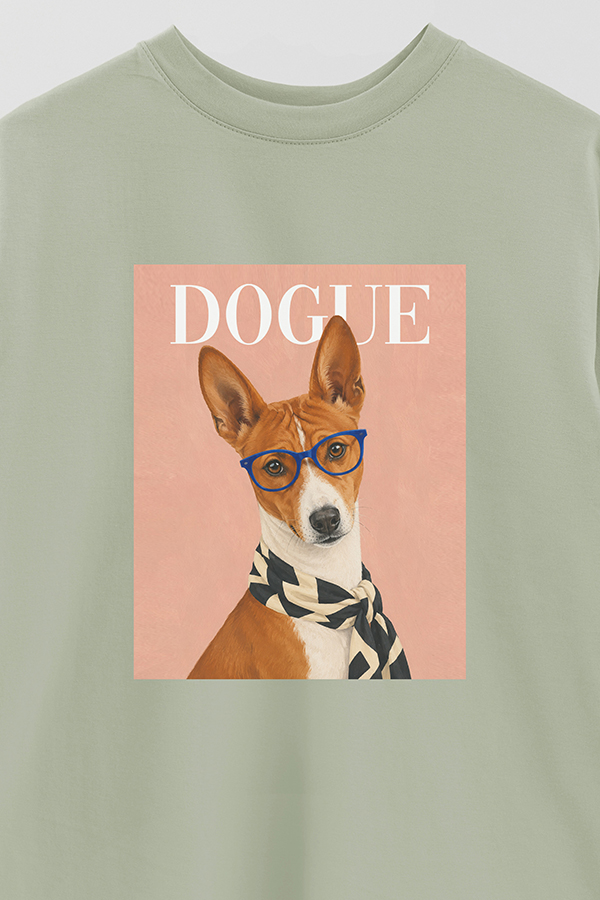 REMERA OVER ESTAMPADA DOGUE BASENJI MODERNIST