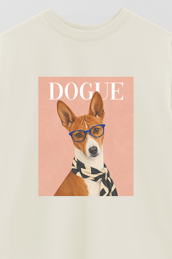 REMERA OVER ESTAMPADA DOGUE BASENJI MODERNIST