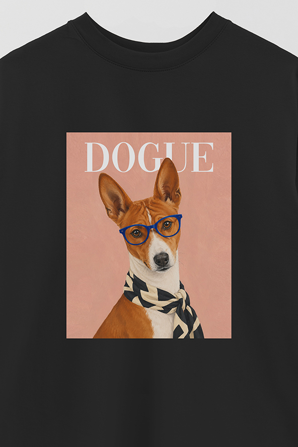 REMERA OVER ESTAMPADA DOGUE BASENJI MODERNIST