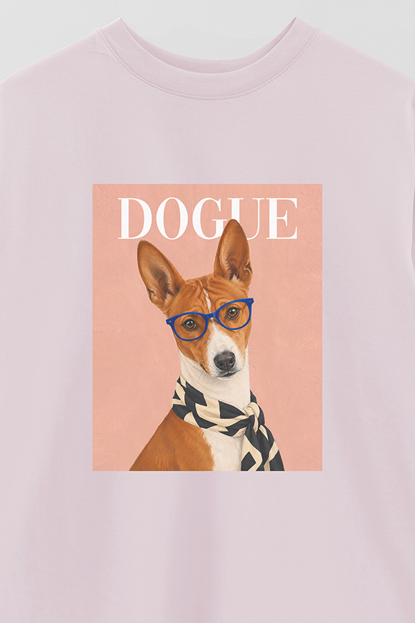 REMERA OVER ESTAMPADA DOGUE BASENJI MODERNIST