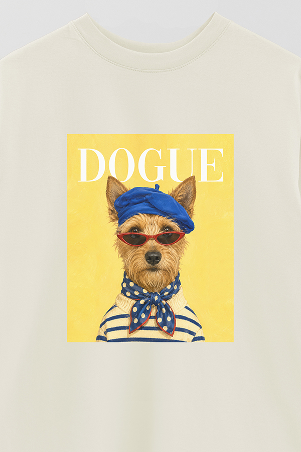 REMERA OVER ESTAMPADA DOGUE ART SCHOOL TERRIER