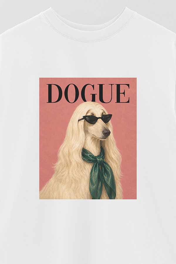 REMERA OVER ESTAMPADA DOGUE AFGHAN HOUND COUTURE