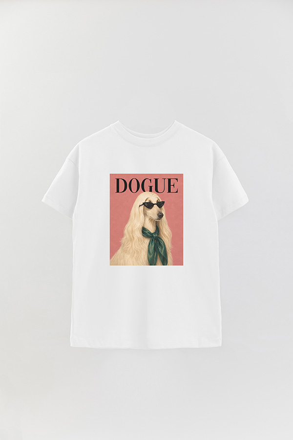REMERA OVER ESTAMPADA DOGUE AFGHAN HOUND COUTURE