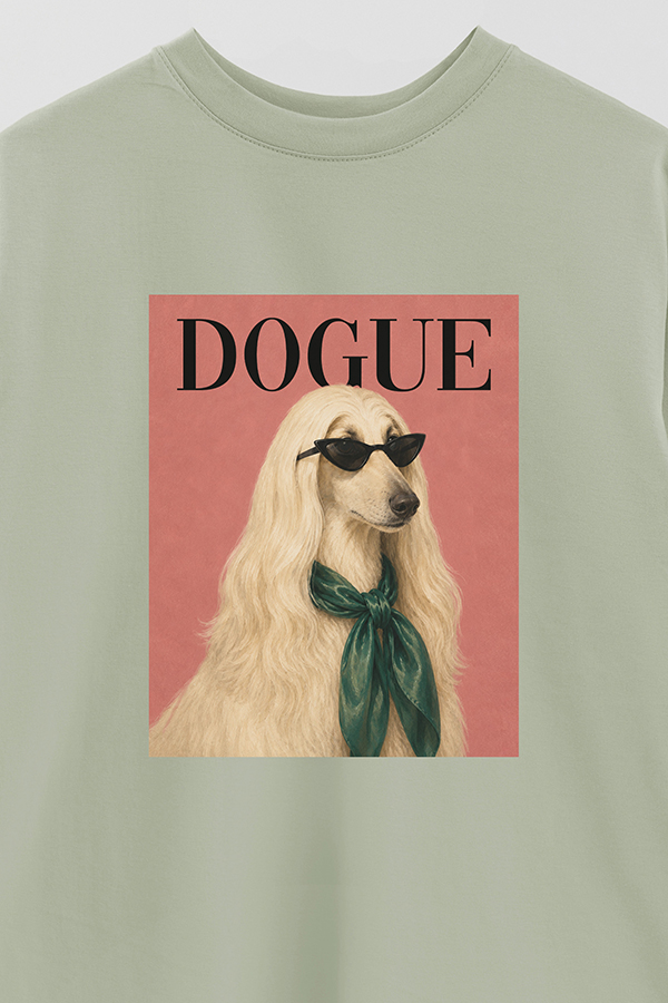 REMERA OVER ESTAMPADA DOGUE AFGHAN HOUND COUTURE