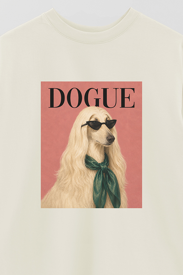 REMERA OVER ESTAMPADA DOGUE AFGHAN HOUND COUTURE