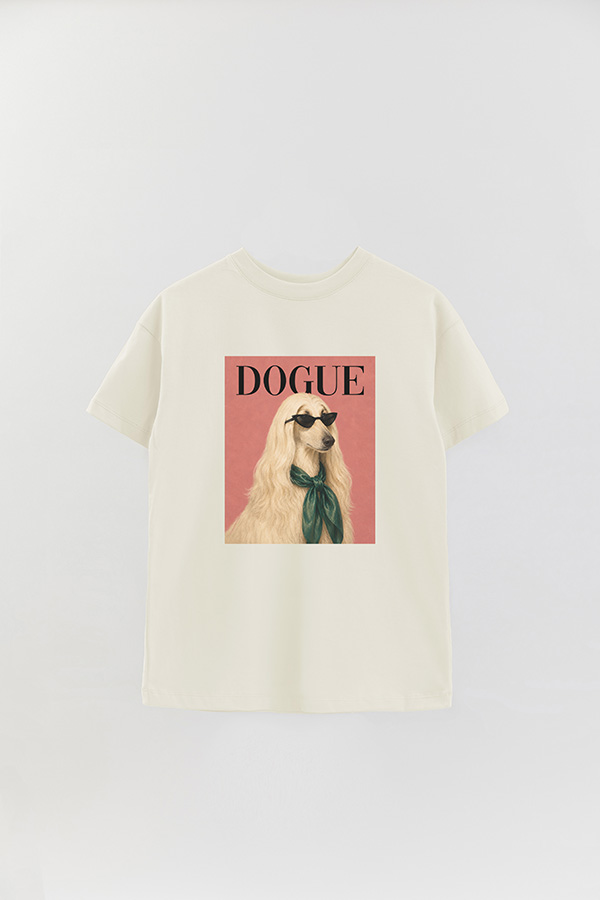 REMERA OVER ESTAMPADA DOGUE AFGHAN HOUND COUTURE