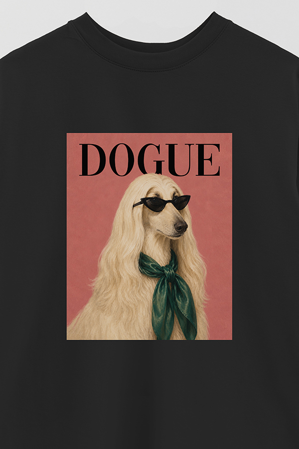 REMERA OVER ESTAMPADA DOGUE AFGHAN HOUND COUTURE