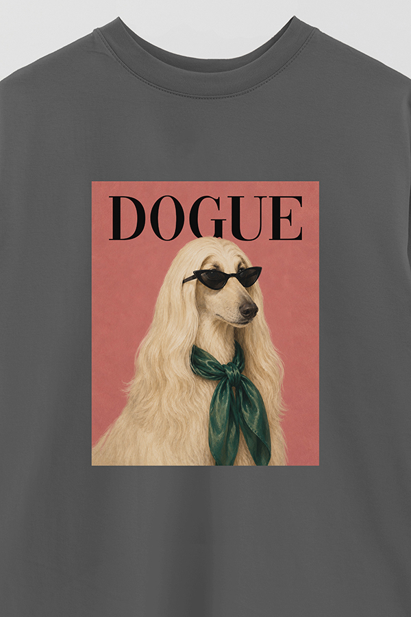 REMERA OVER ESTAMPADA DOGUE AFGHAN HOUND COUTURE